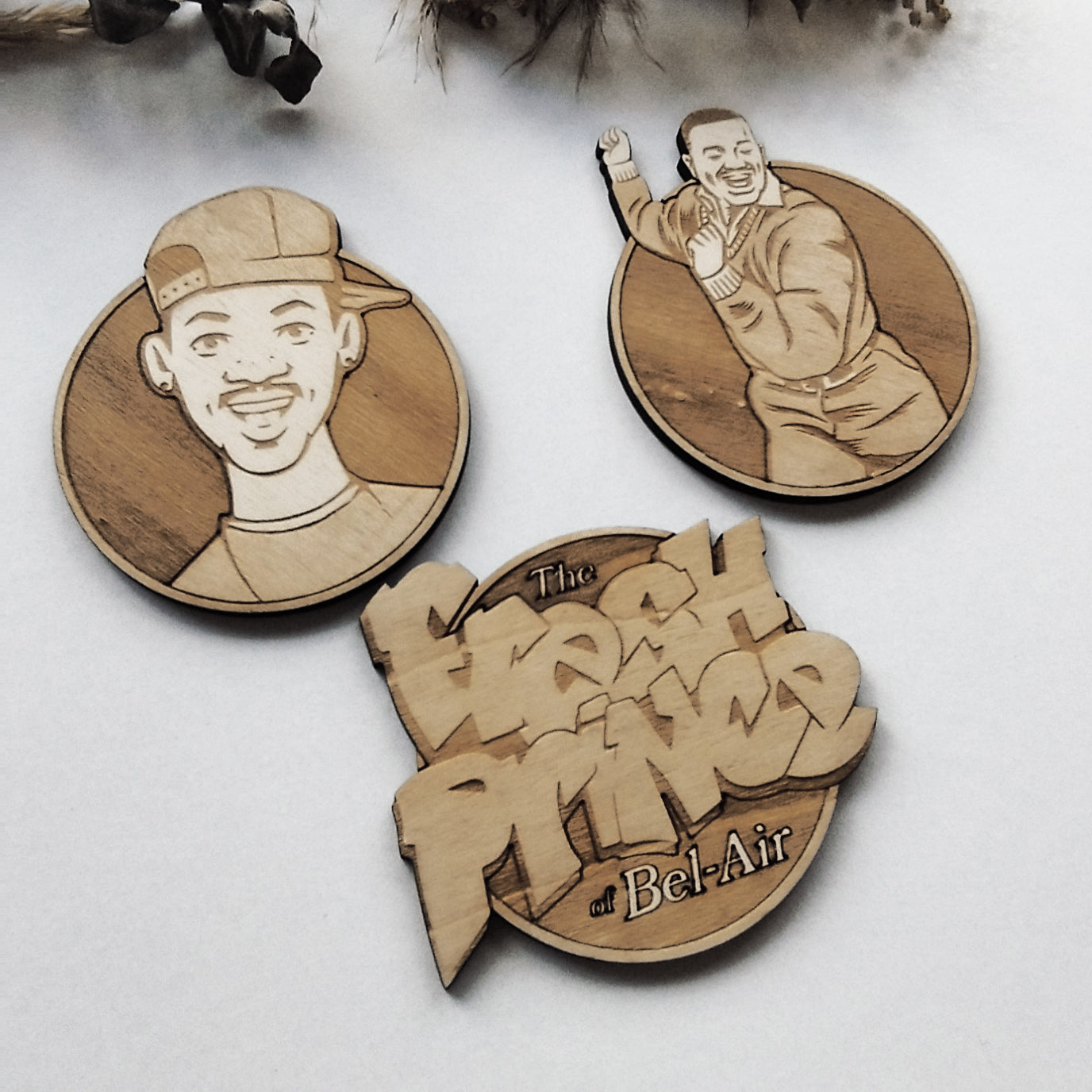 Set of 3 Fresh Prince of Belair Wooden Coasters - Handmade Gift - Housewarming - Wood Kitchenware